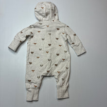 Load image into Gallery viewer, Unisex H&amp;M, organic cotton blend hooded zip romper, EUC, size 000,  