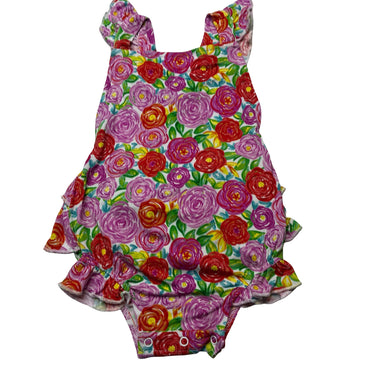 Girls POSH PEANUT, soft feel lightweight stretchy floral romper, EUC, size 0,  