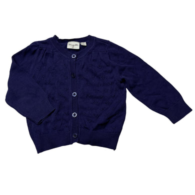 Girls Origami, blue knitted cotton cardigan, GUC, size 1,  