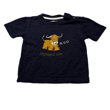Load image into Gallery viewer, Unisex JPW Junior, navy cotton tee / top, highland cow, EUC, size 1,  