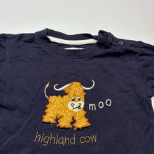Load image into Gallery viewer, Unisex JPW Junior, navy cotton tee / top, highland cow, EUC, size 1,  