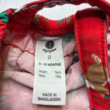 Load image into Gallery viewer, Girls Dymples, stretchy Christmas ruffle romper, GUC, size 0,  