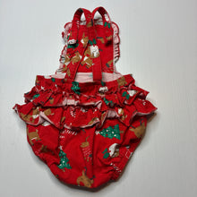 Load image into Gallery viewer, Girls Dymples, stretchy Christmas ruffle romper, GUC, size 0,  