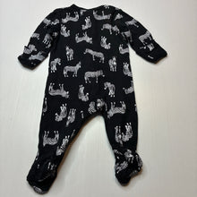 Load image into Gallery viewer, Unisex Baby Berry, cotton zip coverall / romper, zebras, FUC, size 000,  