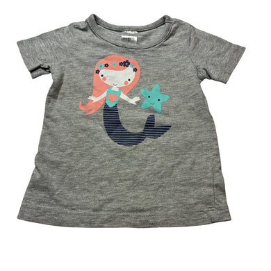 Girls Tiny Little Wonders, grey marle tee / top, mermaid, EUC, size 0,  
