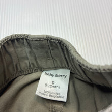 Load image into Gallery viewer, Boys Baby Berry, khaki cotton cargo pants, elasticated, EUC, size 0,  