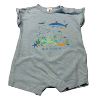 Load image into Gallery viewer, Unisex Dymples, stretchy romper, sea creatures, EUC, size 0,  