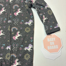 Load image into Gallery viewer, Girls BABY ON BOARD, zip coverall / romper, unicorns, NEW, size 0,  