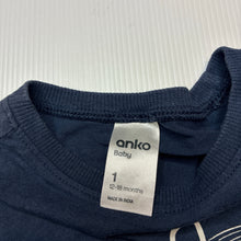 Load image into Gallery viewer, Boys Anko, navy cotton tee / top, GUC, size 1,  