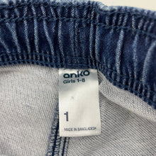 Load image into Gallery viewer, Girls Anko, embroidered knit stretch denim pants, elasticated, EUC, size 1,  