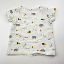 Load image into Gallery viewer, Unisex Target, organic cotton blend tee / top, jungle animals, EUC, size 000,  