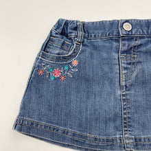 Load image into Gallery viewer, Girls Target, embroidered stretch denim skirt, adjustable, GUC, size 0,  