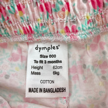 Load image into Gallery viewer, Girls Dymples, floral cotton shorts, elasticated, EUC, size 000,  