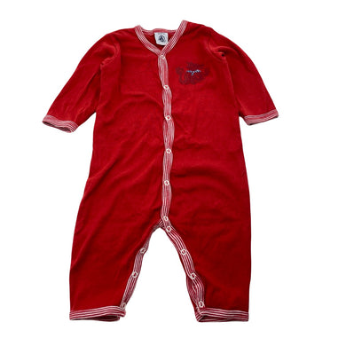 Boys Petit Bateau, red cotton romper, dragon, GUC, size 00,  