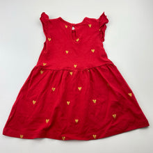 Load image into Gallery viewer, Girls H&amp;M, red cotton casual dress, hearts, GUC, size 0, L: 38.5cm