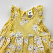 Load image into Gallery viewer, Girls Baby Berry, yellow floral cotton romper dress, EUC, size 0, L: 36cm