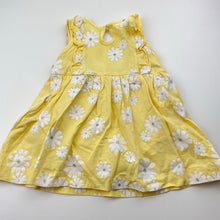 Load image into Gallery viewer, Girls Baby Berry, yellow floral cotton romper dress, EUC, size 0, L: 36cm