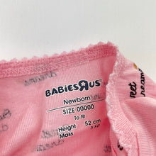 Load image into Gallery viewer, Girls BABIES R US, pink cotton bodysuit / romper, EUC, size 00000,  
