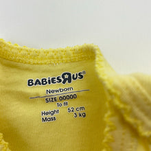 Load image into Gallery viewer, Girls BABIES R US, yellow cotton bodysuit / romper, EUC, size 00000,  
