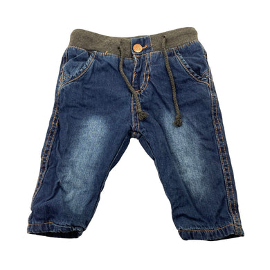 Boys Best Kids, lined denim pants, elasticated, GUC, size 6 months,  