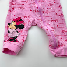 Load image into Gallery viewer, Girls Disney, Minnie Mouse stretchy zip romper, GUC, size 000,  