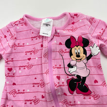 Load image into Gallery viewer, Girls Disney, Minnie Mouse stretchy zip romper, GUC, size 000,  