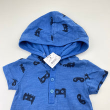 Load image into Gallery viewer, Boys Tiny Little Wonders, blue hooded romper, NEW, size 000,  