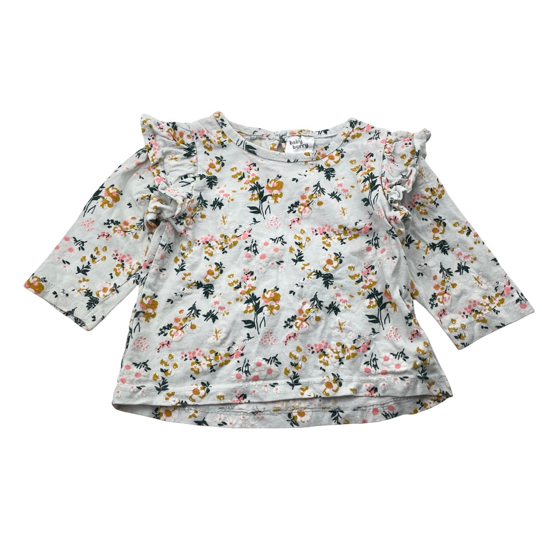Girls Baby Berry, floral cotton long sleeve top, GUC, size 00,  