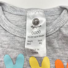 Load image into Gallery viewer, Unisex Dymples, soft feel bodysuit / romper, rabbits, EUC, size 0000,  