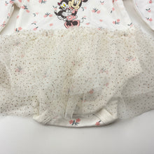 Load image into Gallery viewer, Girls Disney, Minnie Mouse floral cotton &amp; tulle romper, EUC, size 0000,  