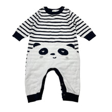 Load image into Gallery viewer, Unisex Dymples, knitted cotton romper, panda, EUC, size 00,  