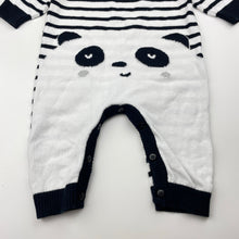 Load image into Gallery viewer, Unisex Dymples, knitted cotton romper, panda, EUC, size 00,  