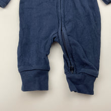 Load image into Gallery viewer, Unisex Target, navy organic cotton blend zip romper, GUC, size 0000,  