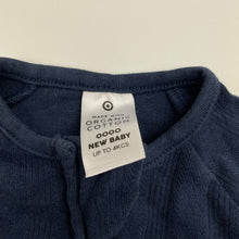 Load image into Gallery viewer, Unisex Target, navy organic cotton blend zip romper, GUC, size 0000,  