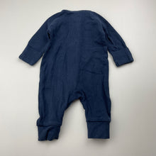 Load image into Gallery viewer, Unisex Target, navy organic cotton blend zip romper, GUC, size 0000,  