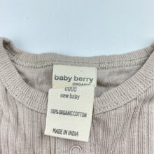 Load image into Gallery viewer, Unisex Baby Berry, ribbed organic cotton bodysuit / romper, EUC, size 0000,  