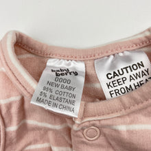 Load image into Gallery viewer, Girls Baby Berry, pink &amp; white stripe stretchy romper, GUC, size 0000,  