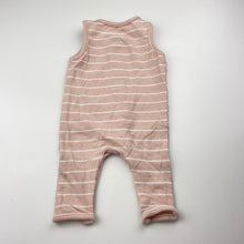 Load image into Gallery viewer, Girls Baby Berry, pink &amp; white stripe stretchy romper, GUC, size 0000,  
