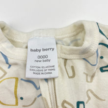 Load image into Gallery viewer, Unisex Baby Berry, stretchy zip coverall, elephants, EUC, size 0000,  