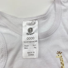 Load image into Gallery viewer, Unisex Dymples, cotton singlet top, giraffes, EUC, size 0000,  