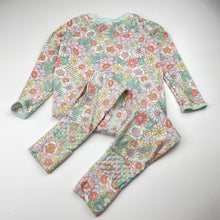 Load image into Gallery viewer, Girls Anko, floral stretchy zip coverall / romper, light marks on feet, FUC, size 1,  