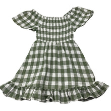 Load image into Gallery viewer, Girls GHANDA, checked cotton dress, light makr lower skirt, FUC, size 3-4, L: 52cm