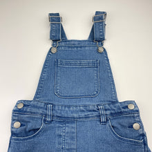 Load image into Gallery viewer, Girls H&amp;T, stretch denim overalls / shortalls, GUC, size 7,  
