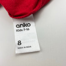 Load image into Gallery viewer, Unisex Anko, red cotton tee / top, GUC, size 8,  