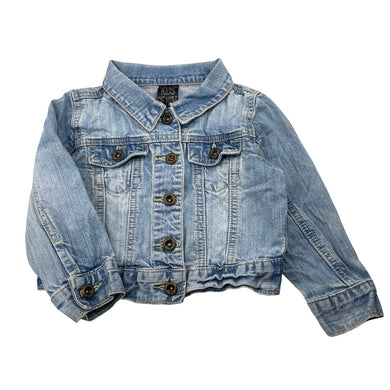 Girls Cotton On, blue stretch denim jacket, FUC, size 3,  