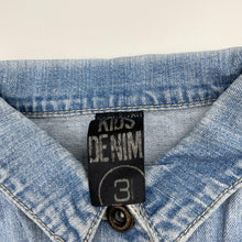 Load image into Gallery viewer, Girls Cotton On, blue stretch denim jacket, FUC, size 3,  
