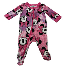 Load image into Gallery viewer, Girls Disney, Minnie Mouse cotton zip coverall / romper, wash fade, FUC, size 000,  