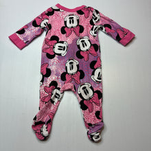 Load image into Gallery viewer, Girls Disney, Minnie Mouse cotton zip coverall / romper, wash fade, FUC, size 000,  