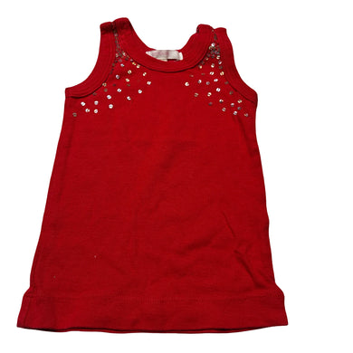 Girls Cotton On, red cotton singlet top, sequins, GUC, size 2,  