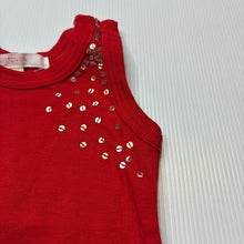 Load image into Gallery viewer, Girls Cotton On, red cotton singlet top, sequins, GUC, size 2,  